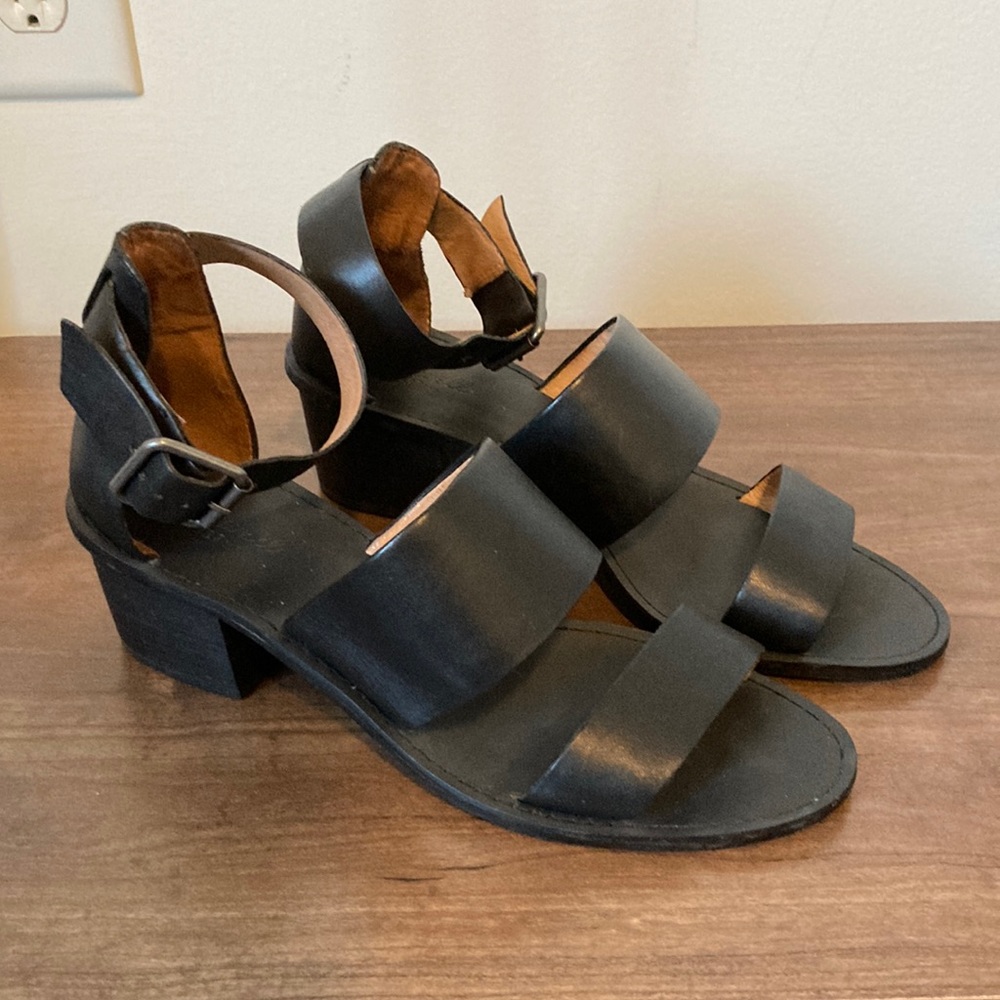 Madewell Heeled Black Leather Sandal